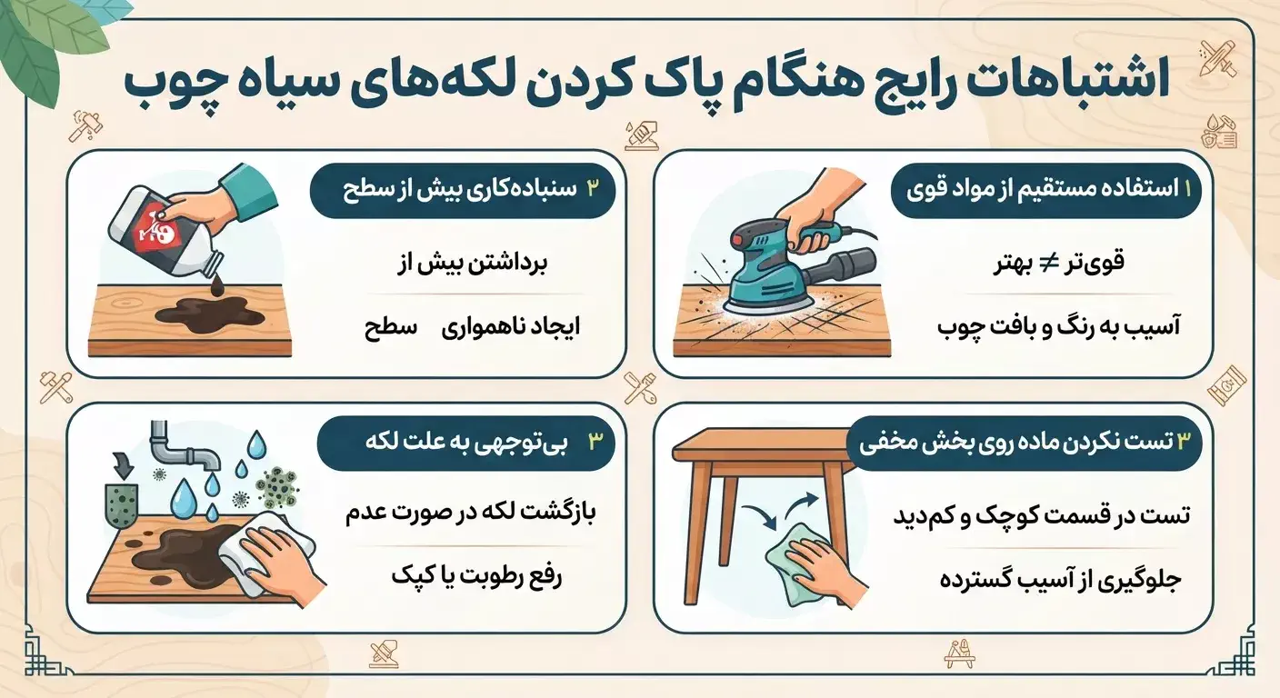 اشتباهات رایج هنگام پاک کردن لکه های سیاه چوب
