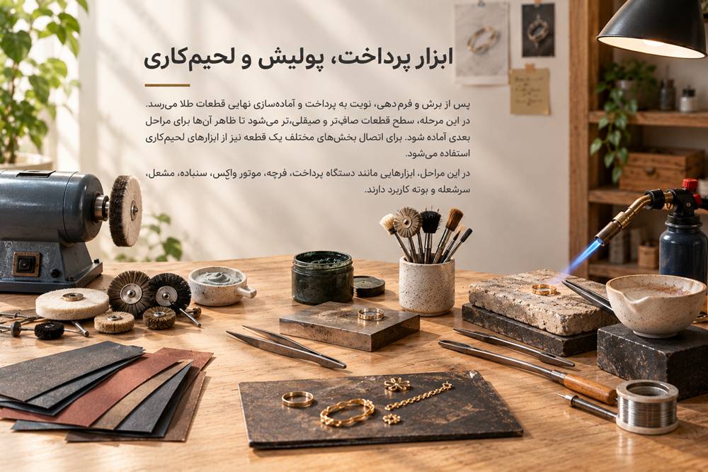 ابزارهای پرداخت، پولیش و لحیم ‌کاری در طلا سازی